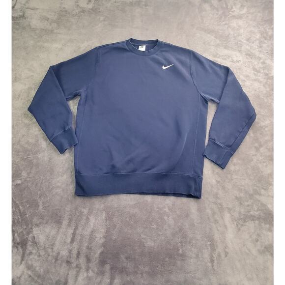 Nike Sweater Mens Sz M Navy Blue Training Crewneck Swoosh Pullover CJ1614419 C22 - Picture 1 of 9